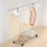 47-78 Adjusable Length 43-66" Height Garment Rack Mobile Stainless Steel Clothes 15790