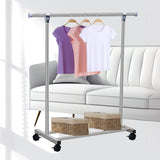 47-78 Adjusable Length 43-66" Height Garment Rack Mobile Stainless Steel Clothes 15790