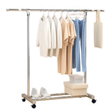 47-78 Adjusable Length 43-66" Height Garment Rack Mobile Stainless Steel Clothes 15790