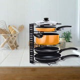 5-Tier Pot Pan Storage Organizer Adjustable Spacing Cabinet Pantry Holder Rack 15791