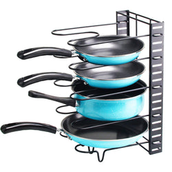 5-Tier Pot Pan Storage Organizer Adjustable Spacing Cabinet Pantry Holder Rack 15791