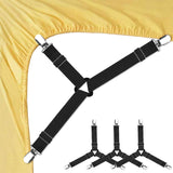 4 Pcs Nonslip Bed Sheet Straps Elastic Fasteners with Metal Clips Fitted Sheets 15798