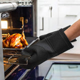 Silicone Oven Mitts Heat Resistant Gloves Quilted Lining Waterproof Baking Grill 15799