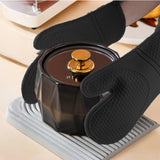Silicone Oven Mitts Heat Resistant Gloves Quilted Lining Waterproof Baking Grill 15799