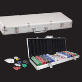 500 Poker Chips Game Aluminum Case 22X8X2.4" 2 Decks Playing Cards Dices Markers 15804