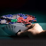 500 Poker Chips Game Aluminum Case 22X8X2.4" 2 Decks Playing Cards Dices Markers 15804