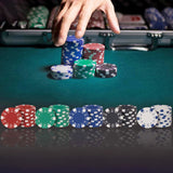 500 Poker Chips Game Aluminum Case 22X8X2.4" 2 Decks Playing Cards Dices Markers 15804
