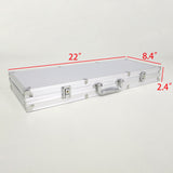 500 Poker Chips Game Aluminum Case 22X8X2.4" 2 Decks Playing Cards Dices Markers 15804