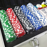 500 Poker Chips Game Aluminum Case 22X8X2.4" 2 Decks Playing Cards Dices Markers 15804