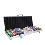 500 Poker Chips Game Aluminum Case 22X8X2.4" 2 Decks Playing Cards Dices Markers 15804