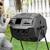 42 Gallon Black Garden Kitchen Waste Compost Tumbler Bin 28X24X36" 15813
