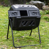 42 Gallon Black Garden Kitchen Waste Compost Tumbler Bin 28X24X36" 15813