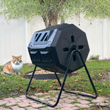 42 Gallon Black Garden Kitchen Waste Compost Tumbler Bin 28X24X36" 15813