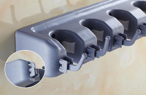 Multipurpose Grippers Mop Broom Holder W/ 6 Hooks 15823