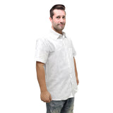 Men's Casual Cotton Linen Button Down Shirt Short Sleeve Airy 3.8 Oz Size XL 15829-WHITE-XL