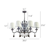 Black 6-Light Wrought Iron Chandelier Farmhouse Crystal Pendant Lamp 15866