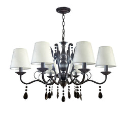 Black 6-Light Wrought Iron Chandelier Farmhouse Crystal Pendant Lamp 15866