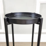 10.5x10.5x23.2" Round Black Plant Stand Riser Two Tier, 9" Trays Weighted Bottom 15878