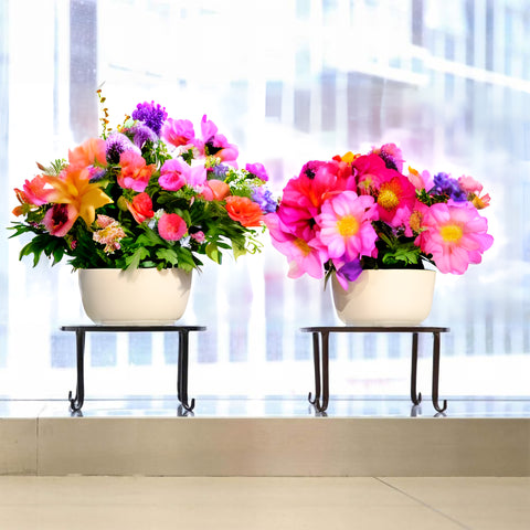 plant pot riser Set of Four Identical 9 X 9 X 5" Metal Plant Stands for Flower Pot Ris – FixtureDisplays