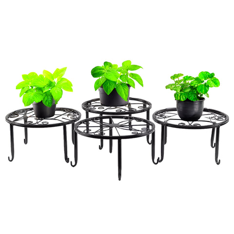 plant pot and stand set Set of Four Identical 9 X 9 X 5" Metal Plant Stands for Flower Pot Ris – FixtureDisplays