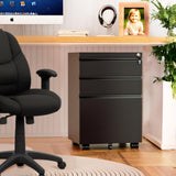 3 Drawer Office Mobile Metal File Cabinet with Lock, 15.7 X 19.7 X 23.6", Black 15898