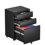 3 Drawer Office Mobile Metal File Cabinet with Lock, 15.7 X 19.7 X 23.6", Black 15898
