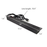 6-Outlet Server Cabinet Power Strip 19" On/Off Switch Fuse 6' Cords 1850W 15899