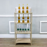 FixtureDisplays? 4-Tier Wood Rack Display For Beverage Fruit Merchandise W/ Sign Board 15904
