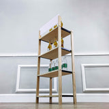 FixtureDisplays? 4-Tier Wood Rack Display For Beverage Fruit Merchandise W/ Sign Board 15904