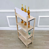 FixtureDisplays? 4-Tier Wood Rack Display For Beverage Fruit Merchandise W/ Sign Board 15904