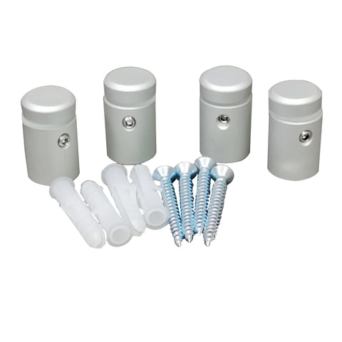 Edge Mount Stand-off Matte Aluminum Sign Holder Hardware Clamp Up-to 6mm Thick 15925-4PK