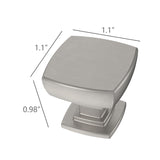 10PK Silver Square Kitchen Cabinet Knobs, Zinc Solid Drawer Pulls Hardware 15961  Knob -10pk