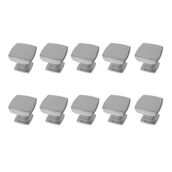 10PK Silver Square Kitchen Cabinet Knobs, Zinc Solid Drawer Pulls Hardware 15961  Knob -10pk