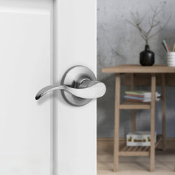 Passage Lever Door Handle, Matte Nickel Wave Door Lever Non-Locking Handle Lever 15962-Passage Door Knock