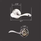 Passage Lever Door Handle, Matte Nickel Wave Door Lever Non-Locking Handle Lever 15962-Passage Door Knock