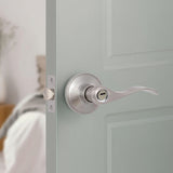 Privacy Door Levers, Matte Nickel Wave Door Lever, Zinc Alloy Bath Door Locks 15963-Privacy Door Knock