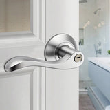 Privacy Door Levers, Matte Nickel Wave Door Lever, Zinc Alloy Bath Door Locks 15963-Privacy Door Knock