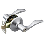 Entry Door Handle with Lock and Key, Matte Nickel Wave Door Lever, Zinc Alloy 15964-Locking Entry Door Knob