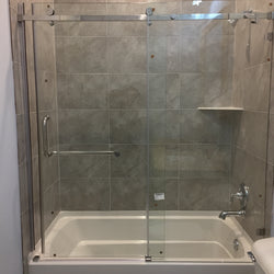 59.8W X 74.8H Glass Shower Door, Semi-Frameless Sliding Clear Tempered Glass 15983