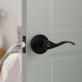 Privacy Door Levers, Matte Blcak Wave Door Lever, Zinc Alloy Bath Door Locks 15990-1
