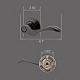 Privacy Door Levers, Matte Blcak Wave Door Lever, Zinc Alloy Bath Door Locks 15990-1