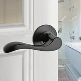 Passage Lever Door Handle, Matte Black Wave Door Lever Non-Locking Handle Lever 15990-3
