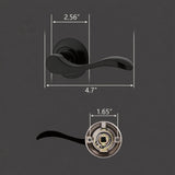 Passage Lever Door Handle, Matte Black Wave Door Lever Non-Locking Handle Lever 15990-3