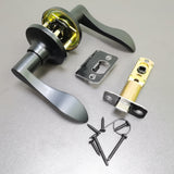 Passage Lever Door Handle, Matte Black Wave Door Lever Non-Locking Handle Lever 15990-3