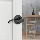 Door Handle No Lock, Wave Handed Lever Deadbolt Not Included, Matte Black 15990-4