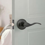 Door Handle No Lock, Wave Handed Lever Deadbolt Not Included, Matte Black 15990-4
