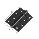 2PK Interior Door Hinge Black, Square, 4X3 Heavy-Duty Mat Hinge Hardware 15993-2PK