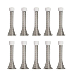 10PK 3-1/4 Spring Door Stops Stainless Steel with White Rubber Bumper Tips 15995-10PK