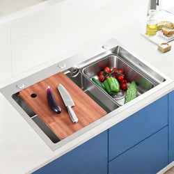 31.5" X 19.7" Single Bowl Stainless Steel Sink with Workbench Farmhouse Sinks 16097-800mm Sink