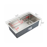 31.5" X 19.7" Single Bowl Stainless Steel Sink with Workbench Farmhouse Sinks 16097-800mm Sink